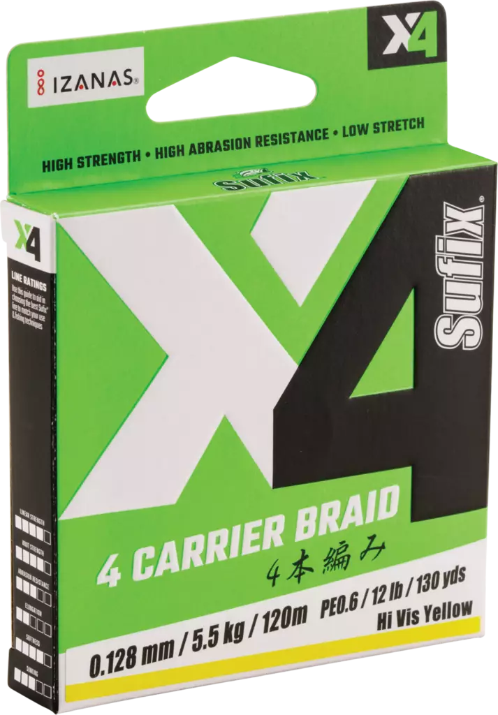 Sufix X4 Braid 0,128mm HiVis Yellow - Flätlinor - 024777739994 - 1