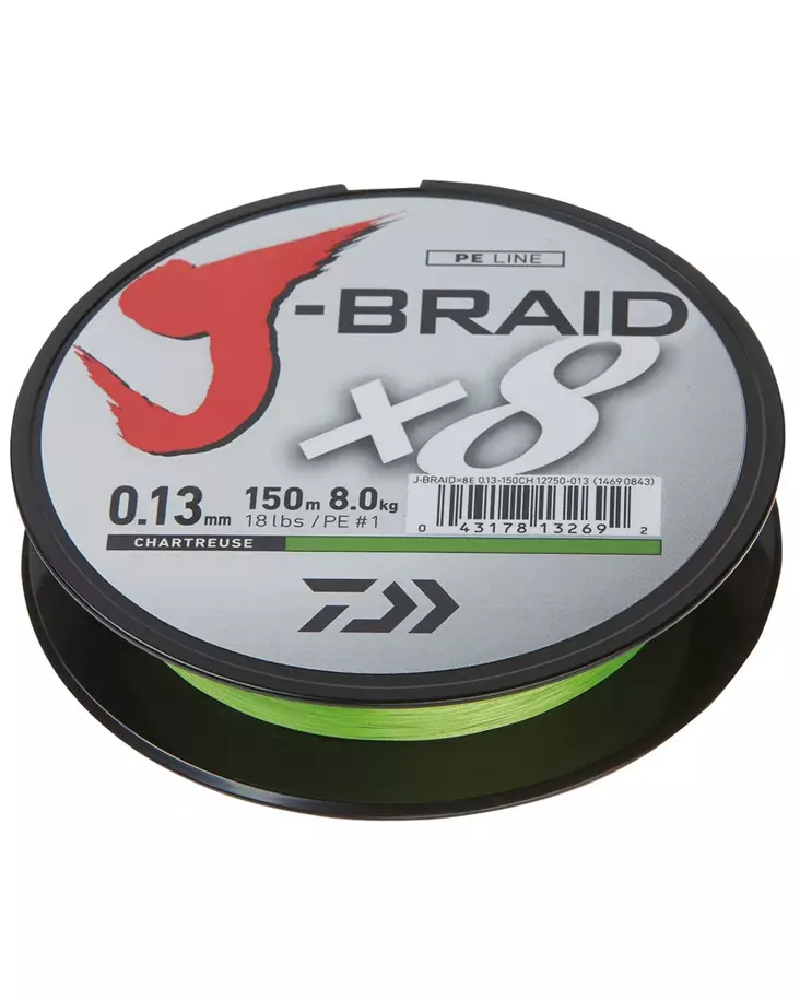 Daiwa J-Braid x8 Chartreuse 1500m - Flätlinor - 043178133187 - 1