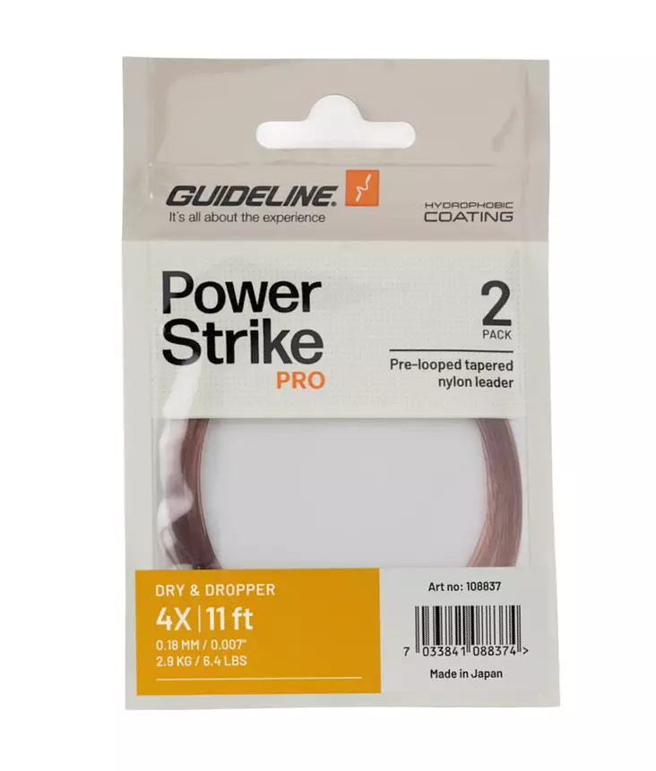 Guideline Power Strike PRO Dry & Dropper 11ft - Avsmalnende Nylon-fortommer - 7033841088367 - 1