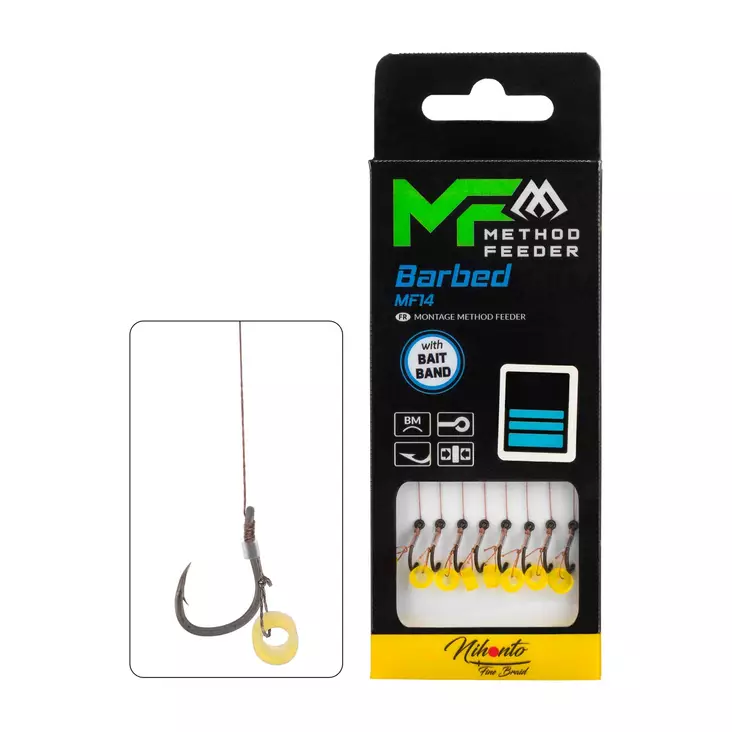 Mikado MF Rig MF14 Bait Band Barbed Braid 10cm - Ferdigknyttede kroker - 5900637121107 - 1