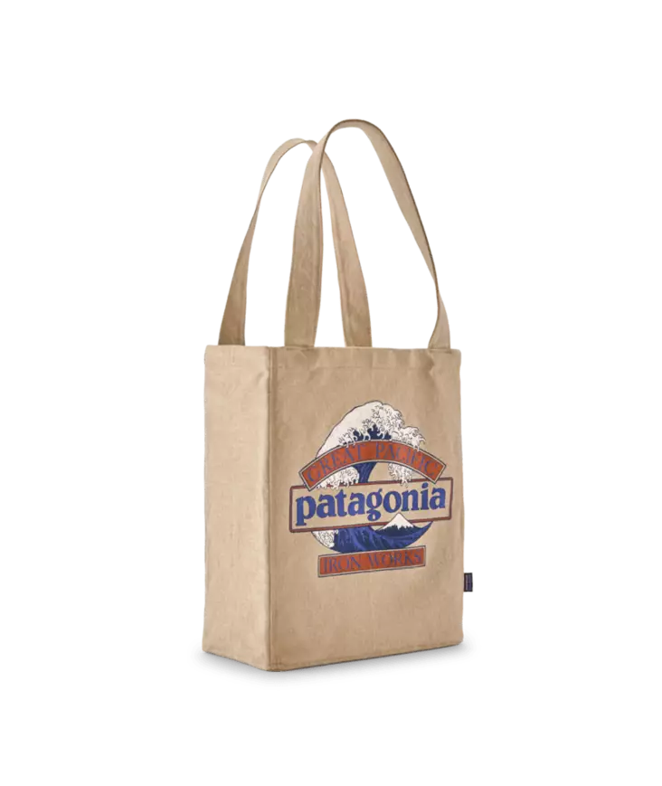 Patagonia Recycled Market Tote Great Waves w/Eddy Blue Classic Tan - Utstyrvesker - 199346242837 - 1