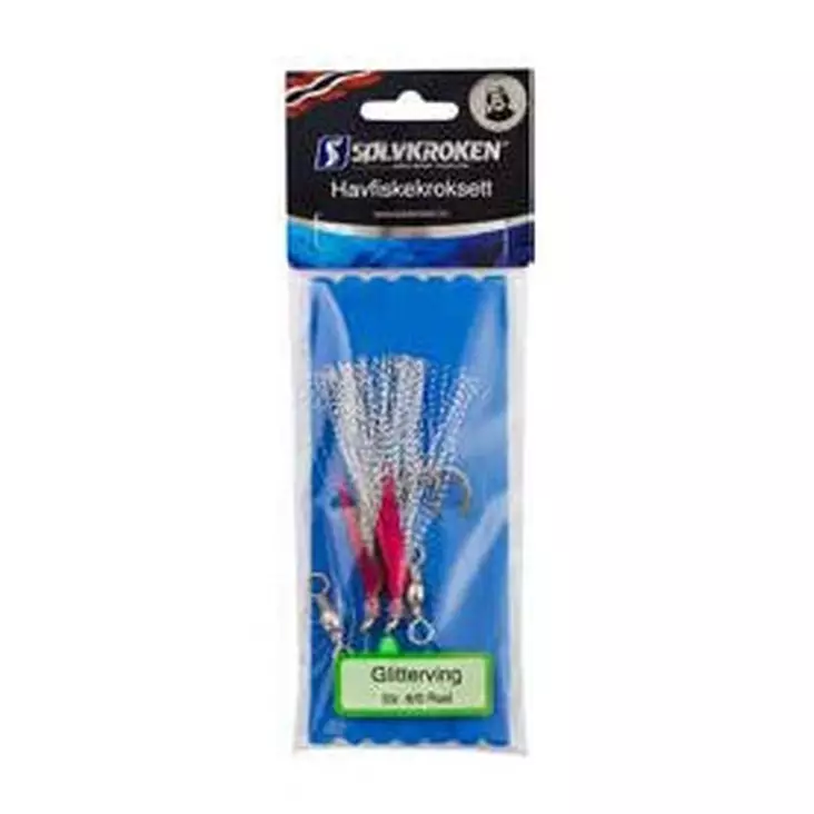 Sølvkroken Glitterving Red 8/0 - Bunn- & torskerigger - 7056963155427 - 1