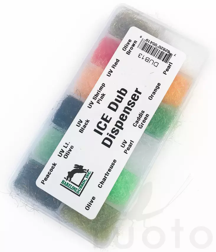 Hareline Ice Dub Dispenser -dubbinglajitelma - Dubbing sortimentssett - 762820054198 - 1