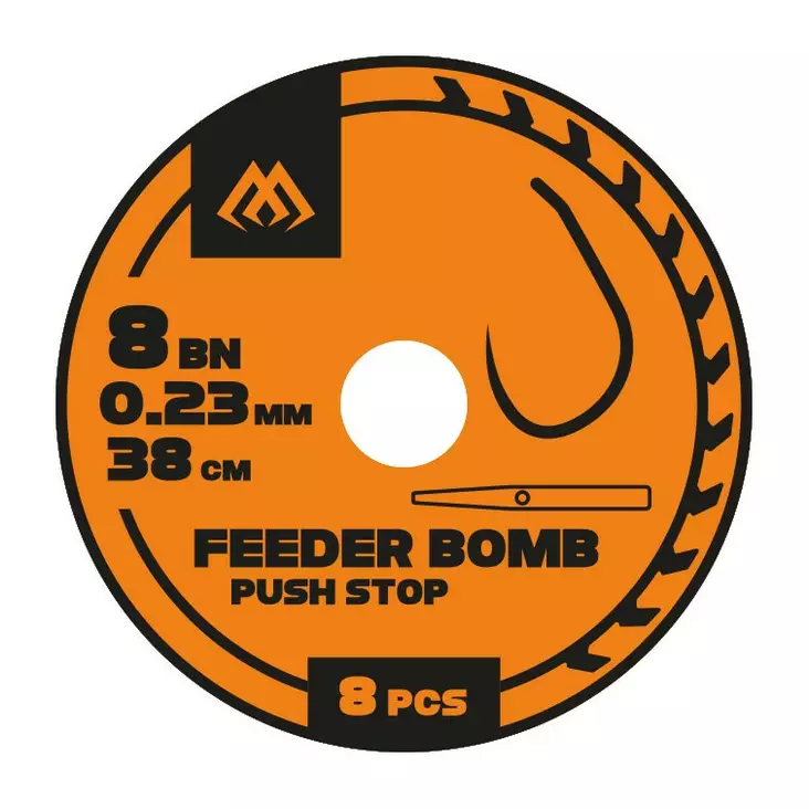 Mikado Feeder Bomb Rig Push Stop Barbless Mono 38cm - Ferdigknyttede kroker - 5900637104988 - 1
