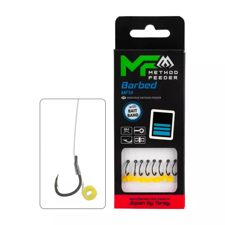 Mikado MF Rig MF14 Bait Band Barbed Mono 10cm - Ferdigknyttede kroker - 5900637120988 - 1
