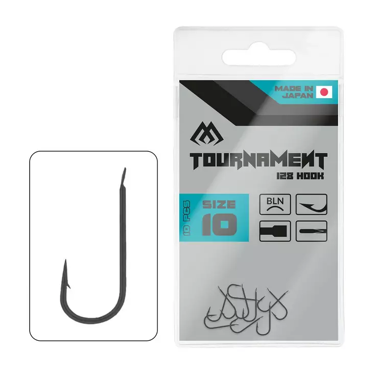Mikado Tournament 128 Hook Black Nickel - Kroker med øye & spade - 5900637173618 - 1