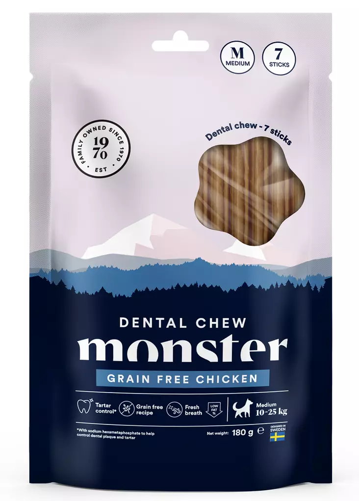 Monster Dog Dental Chew GF Chicken 7pcs - Hundens tyggebein og -pinner - 7350040126448 - 1