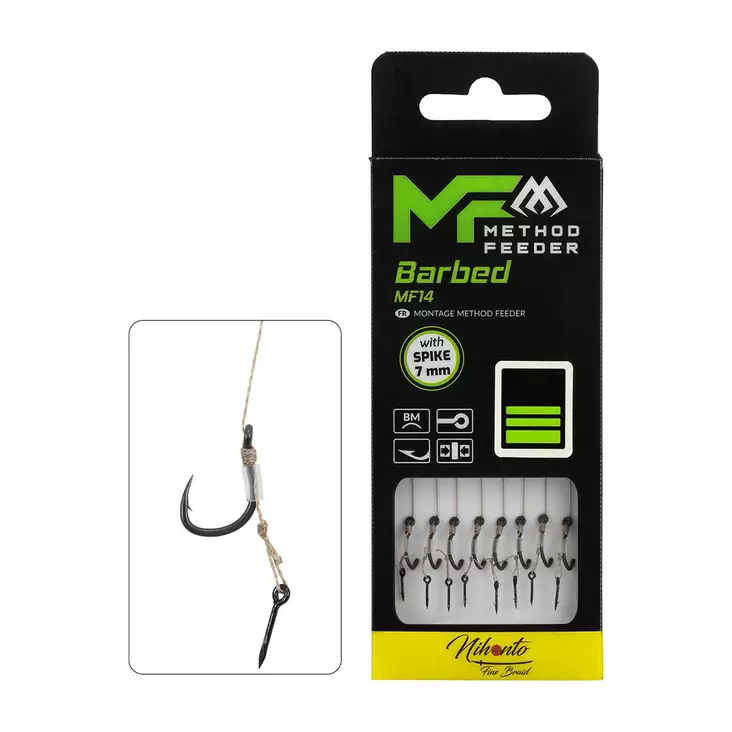 Mikado MF Rig MF14 Spike Barbed Braid 10cm - Ferdigknyttede kroker - 5900637121169 - 1