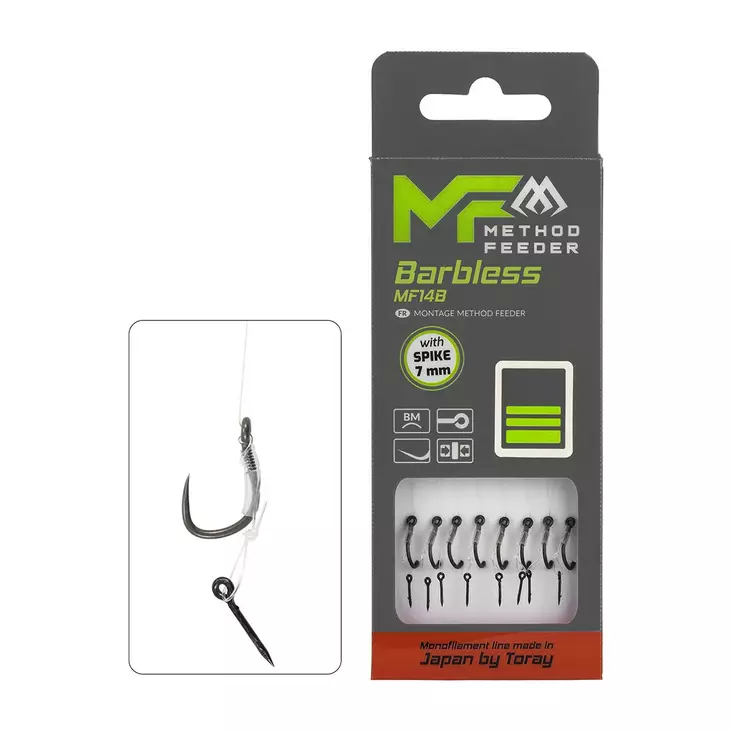 Mikado MF Rig MF14 Spike Barbless Mono 10cm - Ferdigknyttede kroker - 5900637120759 - 1