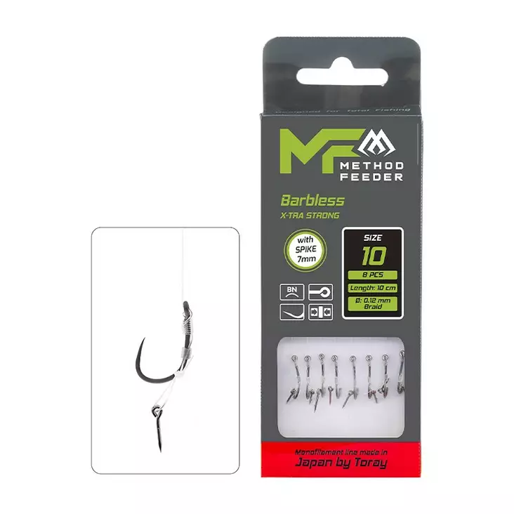 Mikado MF Rig X-Tra Strong Spike Barbless Mono 10cm - Ferdigknyttede kroker - 5900637161349 - 1