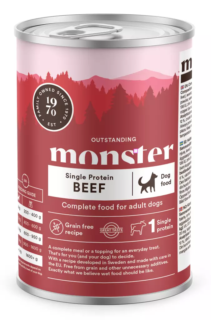Monster Dog Adult Single Beef 400g - Monster-kjøttprodukter - 7350040124369 - 1