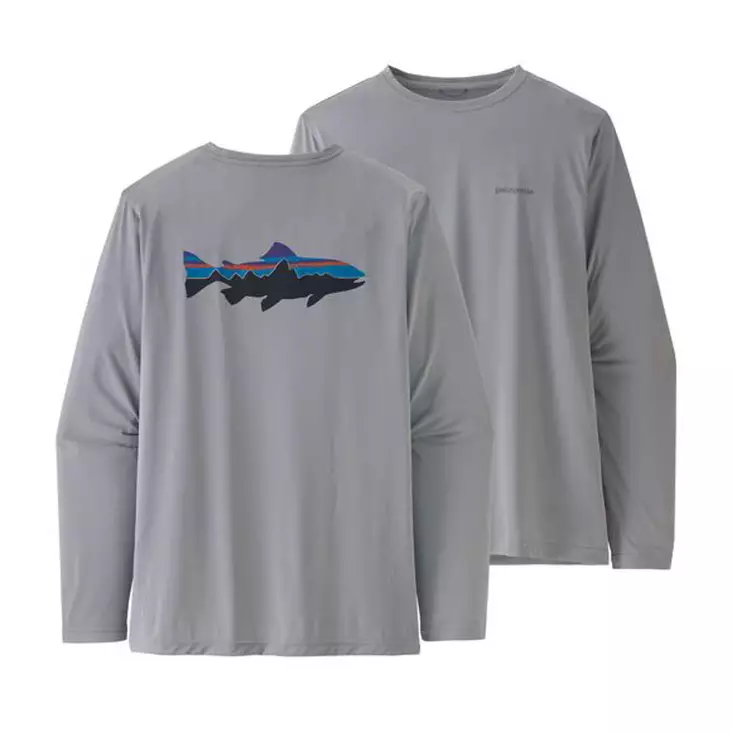 Patagonia M's LS Cap Cool Daily Fish Graphic Shirt Salt Grey - Skjorter - 194187730529 - 1