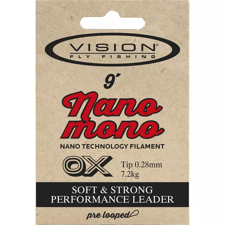 Vision Nano Mono Leader 9' 4X - Avsmalnende Nylon-fortommer - 6417512814447 - 2