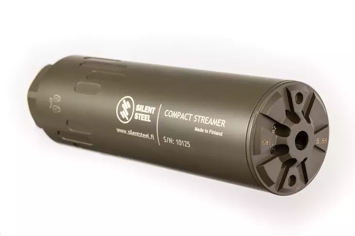 Silent Steel Compact Flow Streamer 5,56 Magpul OD Green - Lyddempere for AR-15 - CST556ODG-SS - 2